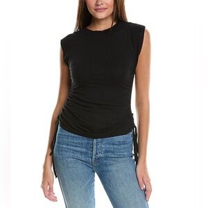 Grey State Sz 0/XS NWT Black Sleeveless Hali Top with Ruched Sides